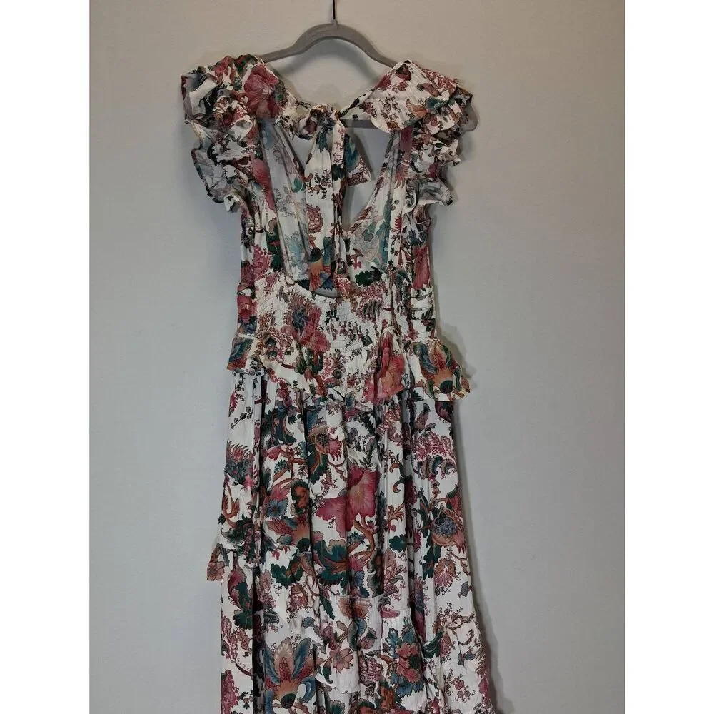 Love the label Anthropologie womens small floral maxi dress tiered gypsy boho - Picture 8 of 12